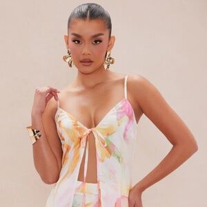 Santina Satin Wide Leg Pant Set - Multi Color